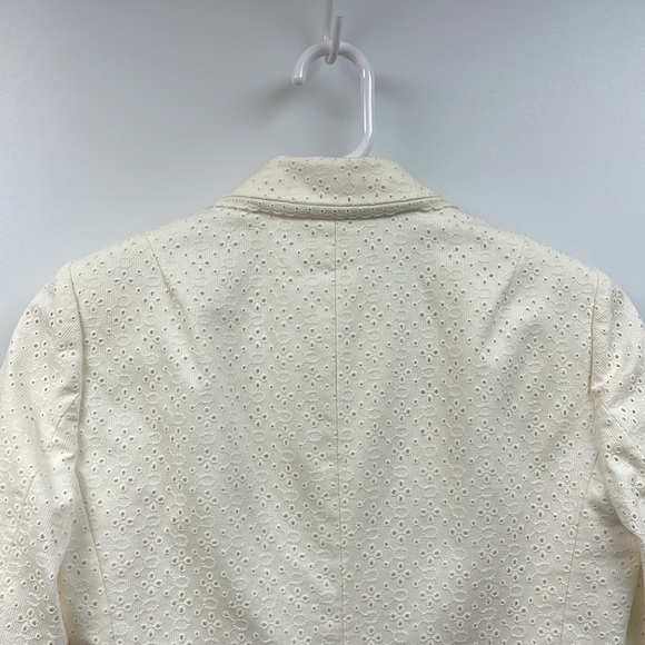 NWT J. Crew Embroidered Eyelet Single Breasted Blazer Jacket Cottage White 2 - Picture 5 of 8